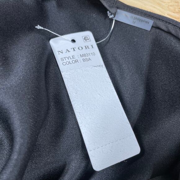 Natori NWT Mia Sanded Jersey Tie-Waist Jumpsuit Size M V-Neck V-Back Black Gray - Picture 4 of 9